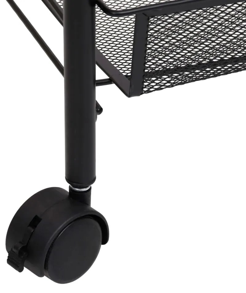 Carrinho de cozinha com 3 prateleiras ferro 46x26x64 cm preto