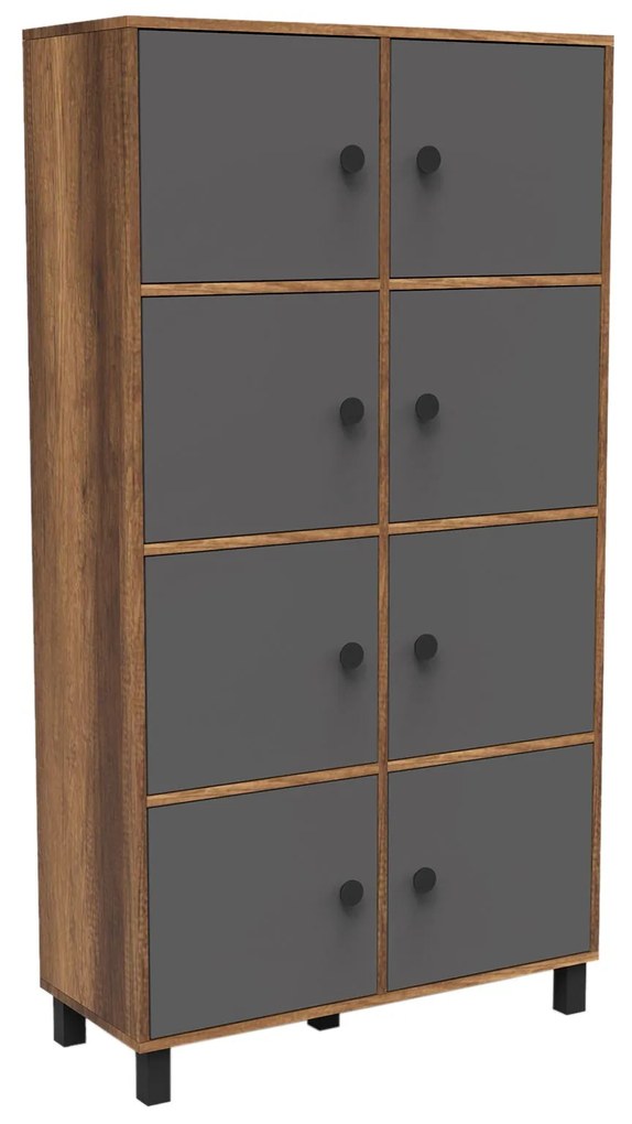 Armário Multiuso MN06 – Nogueira e Antracite – 96x179,4x40 cm