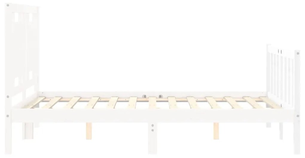 Estrutura de cama com cabeceira 140x190cm madeira maciça branco