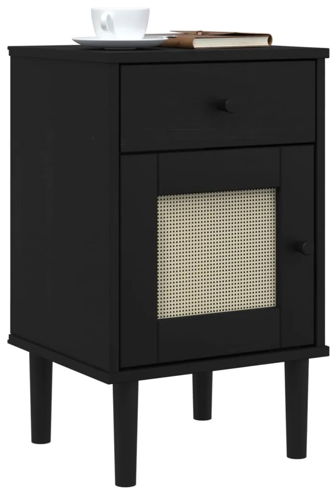 Mesa de cabeceira SENJA 40x35x65 cm pinho maciço preto