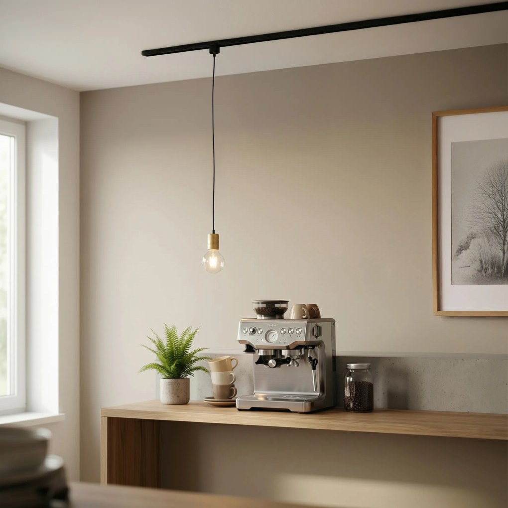 Candeeiro de suspensão com trilho dourado - Cavalux