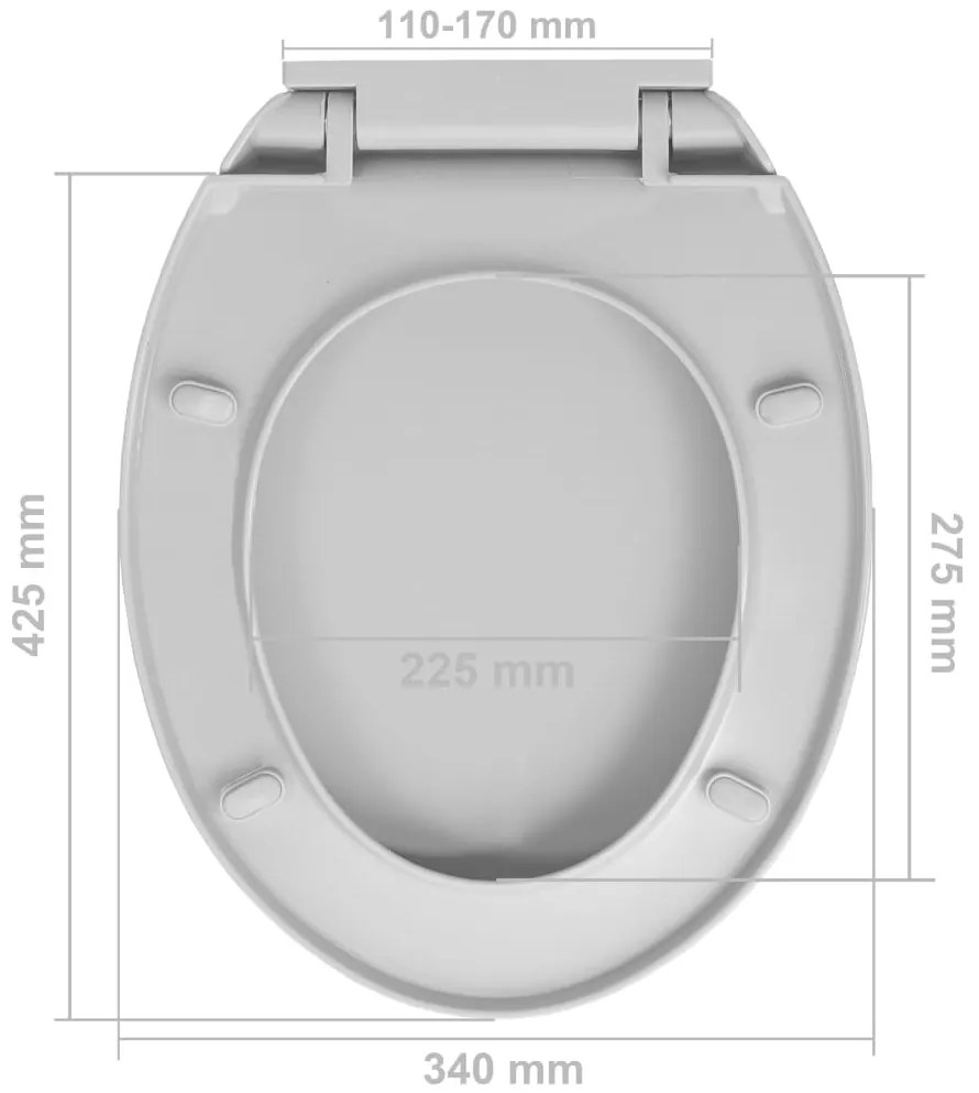 Tampo de sanita oval com fecho suave cinzento-claro