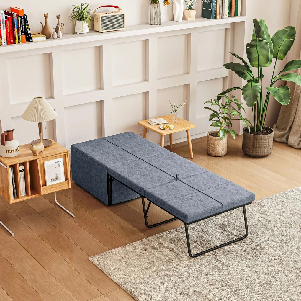 Cama Dobrável "Açores" com Capa de Proteção - Cinza - 180x68 cm - Meta