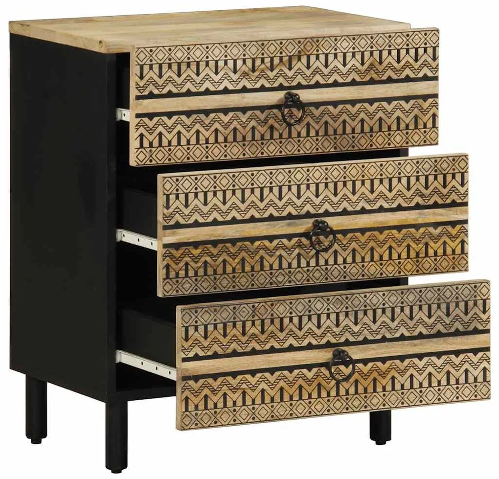 Mesa cabeceira 50x33x62cm madeira mangueira áspera maciça preto