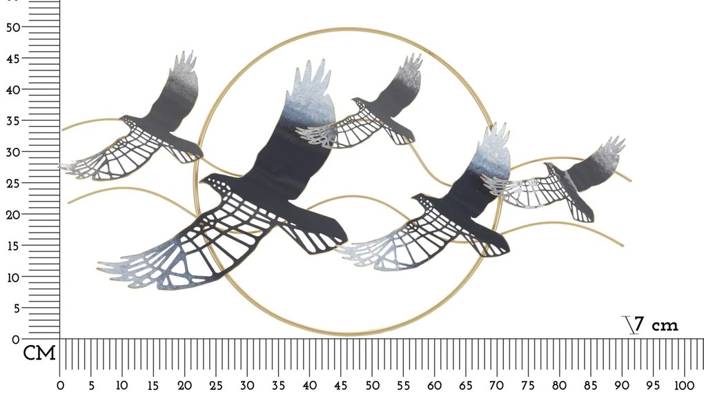 PAINEL DE PAREDE DE FERRO BIRD 91X7X50 CM MULTICOLORIDO