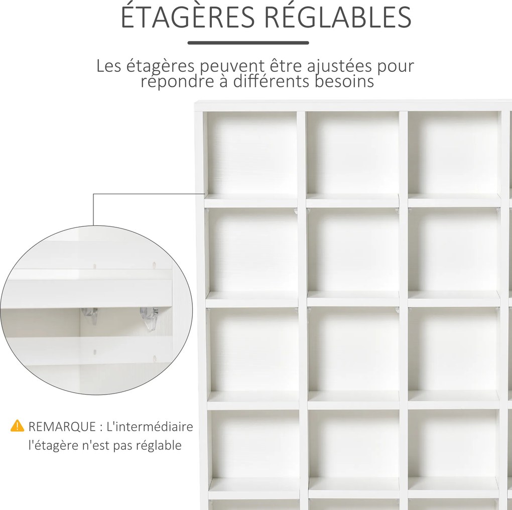 Móvel multimédia com capacidade para 456 CDs/336 DVDs - estante de madeira com prateleiras ajustáveis, 89 x 130,5 cm, branco