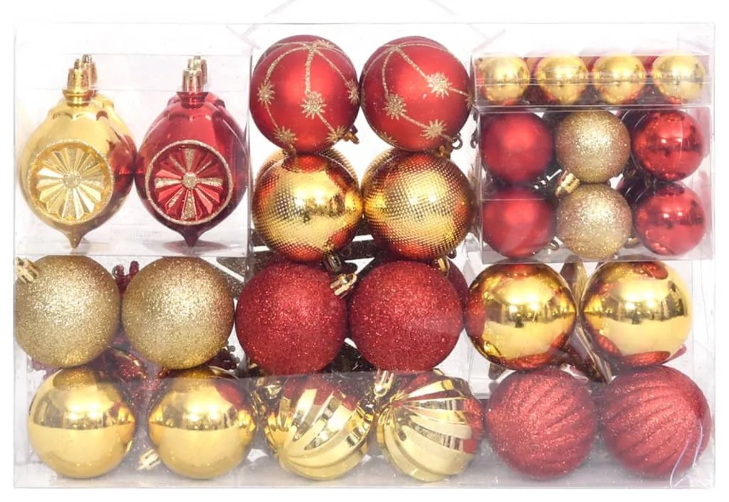 108 pcs conjunto de enfeites de Natal dourado e vermelho