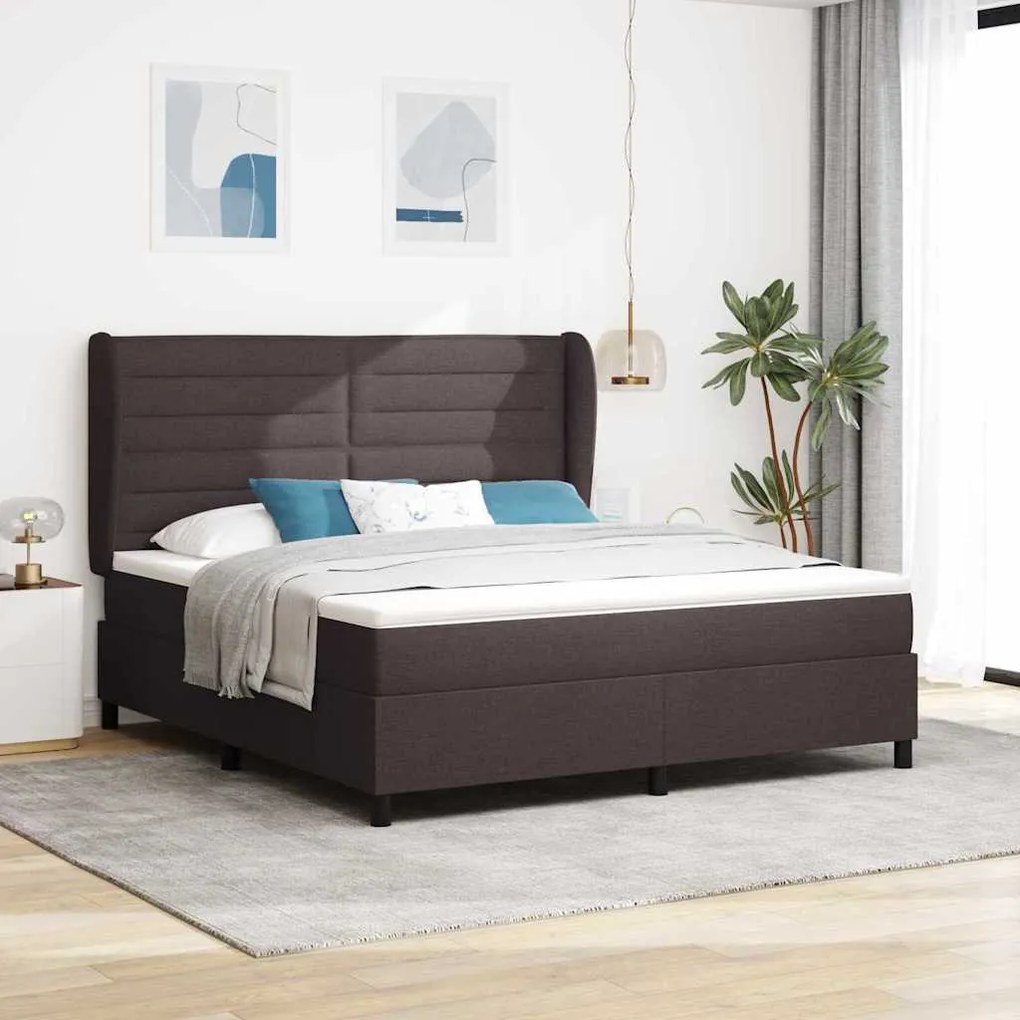 vidaXL Cama Box com Colchão Castanho 180x200 cm - Tecido