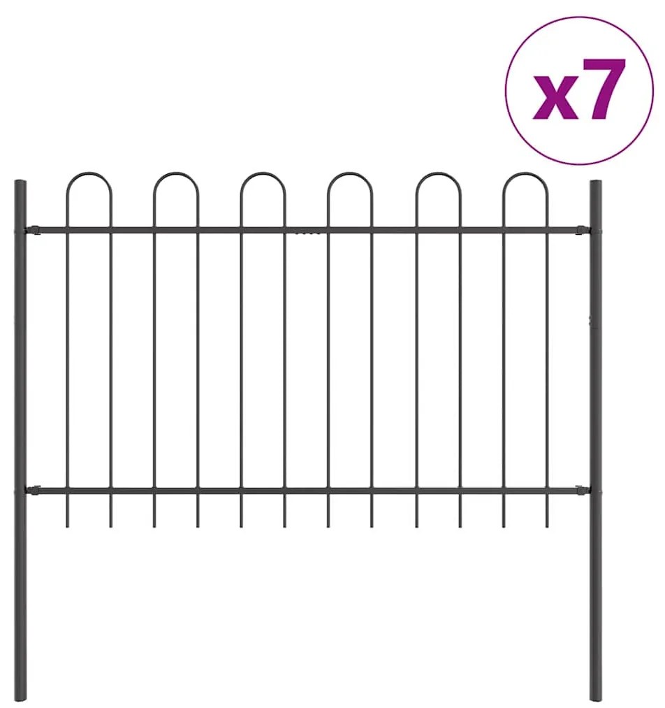 Cerca de jardim com topo estrangulado cinza, 11,9x1,2m de aço