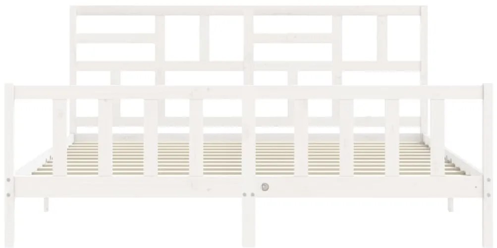 Cama sem colchão 200x200 cm madeira de pinho maciça branco