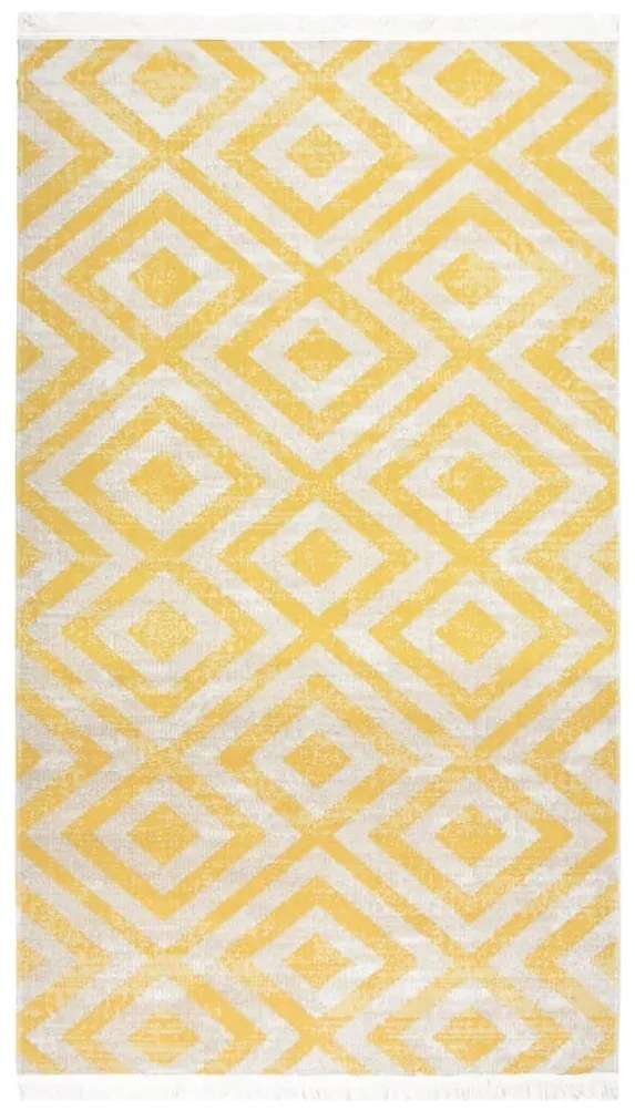 vidaXL Tapete de exterior tecelagem lisa 115x170 cm amarelo e bege