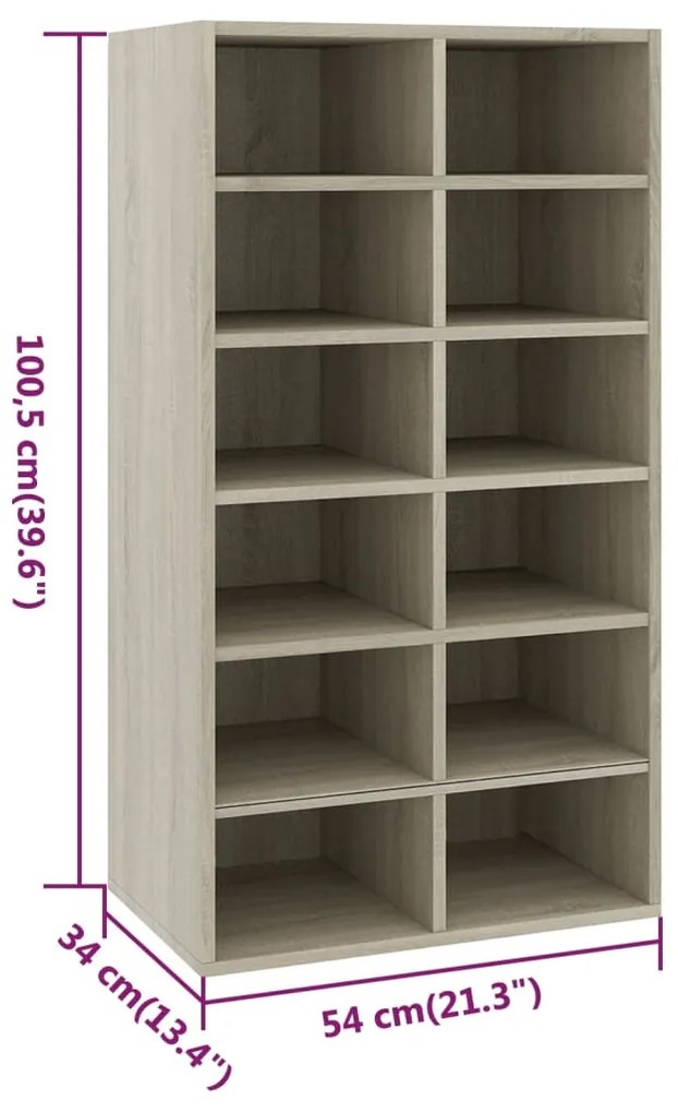 Sapateira 54x34x100,5 cm derivados de madeira cor carvalho