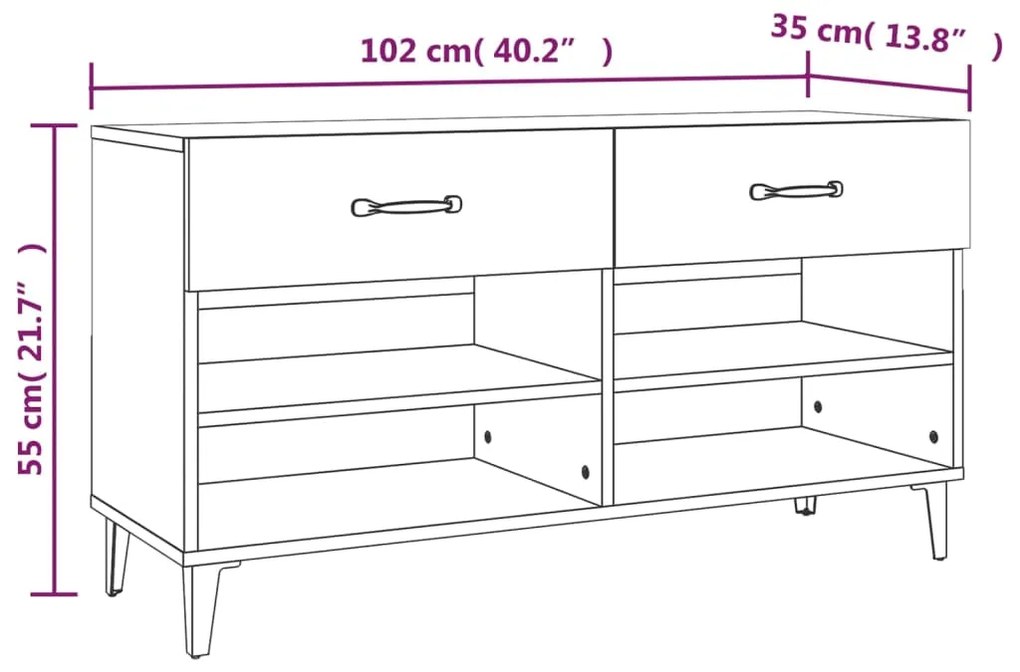 Sapateira 102x35x55 cm derivados de madeira sonoma cinza