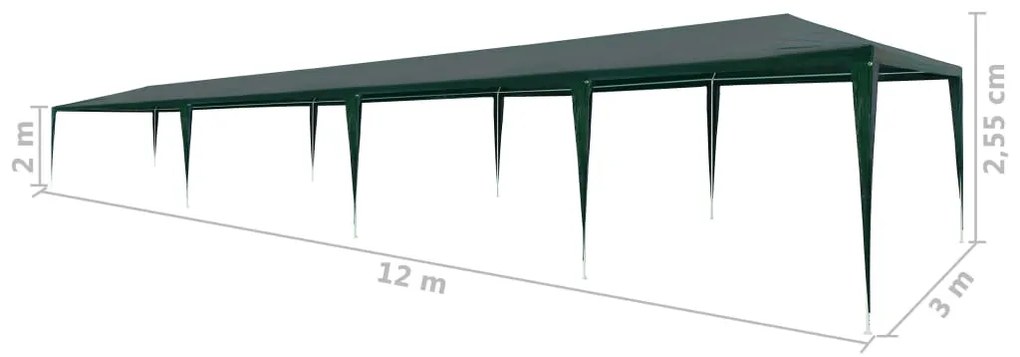 Tenda para festas 3x12 m PE verde
