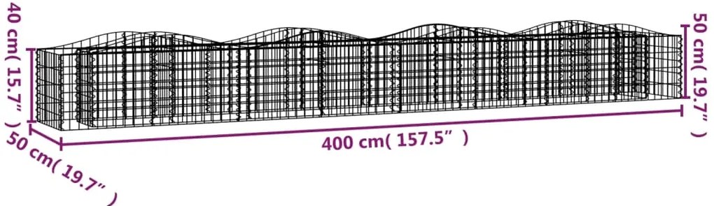 Canteiro elevado gabião arqueado 400x50x50 cm ferro galvanizado