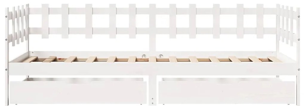 Sofá-cama c/ gavetas 90x200cm madeira de pinho maciça branco