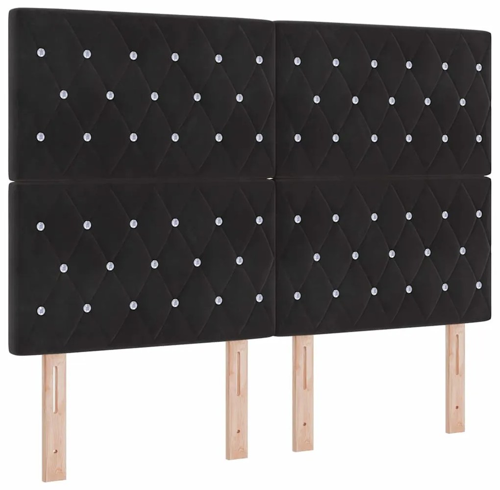 Cama Box com Colchão Preto 140x200 cm Veludo