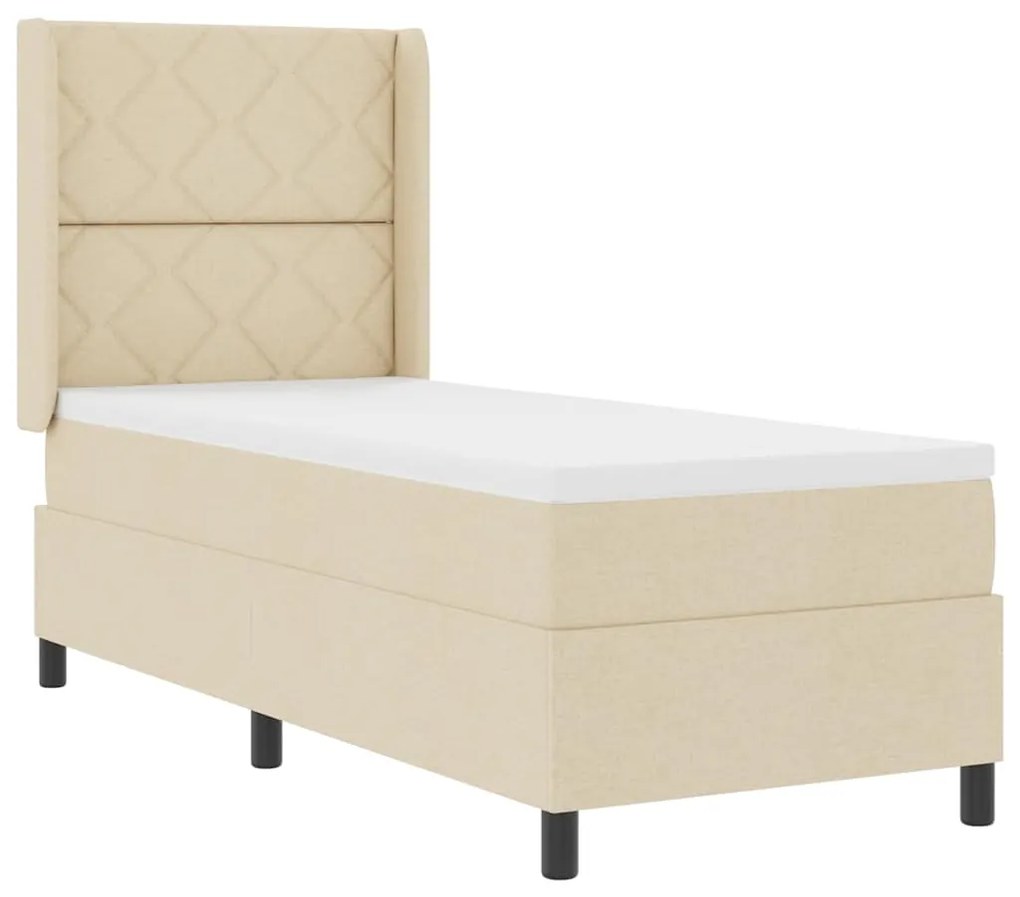 vidaXL Cama com Estrado e Colchão Creme 80x200 cm Tecido