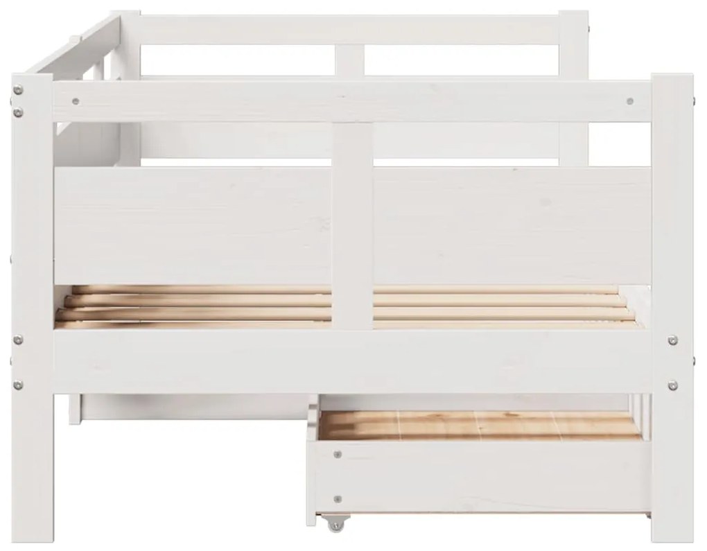 Sofá-cama c/ gavetas 90x190 cm madeira de pinho maciça branco