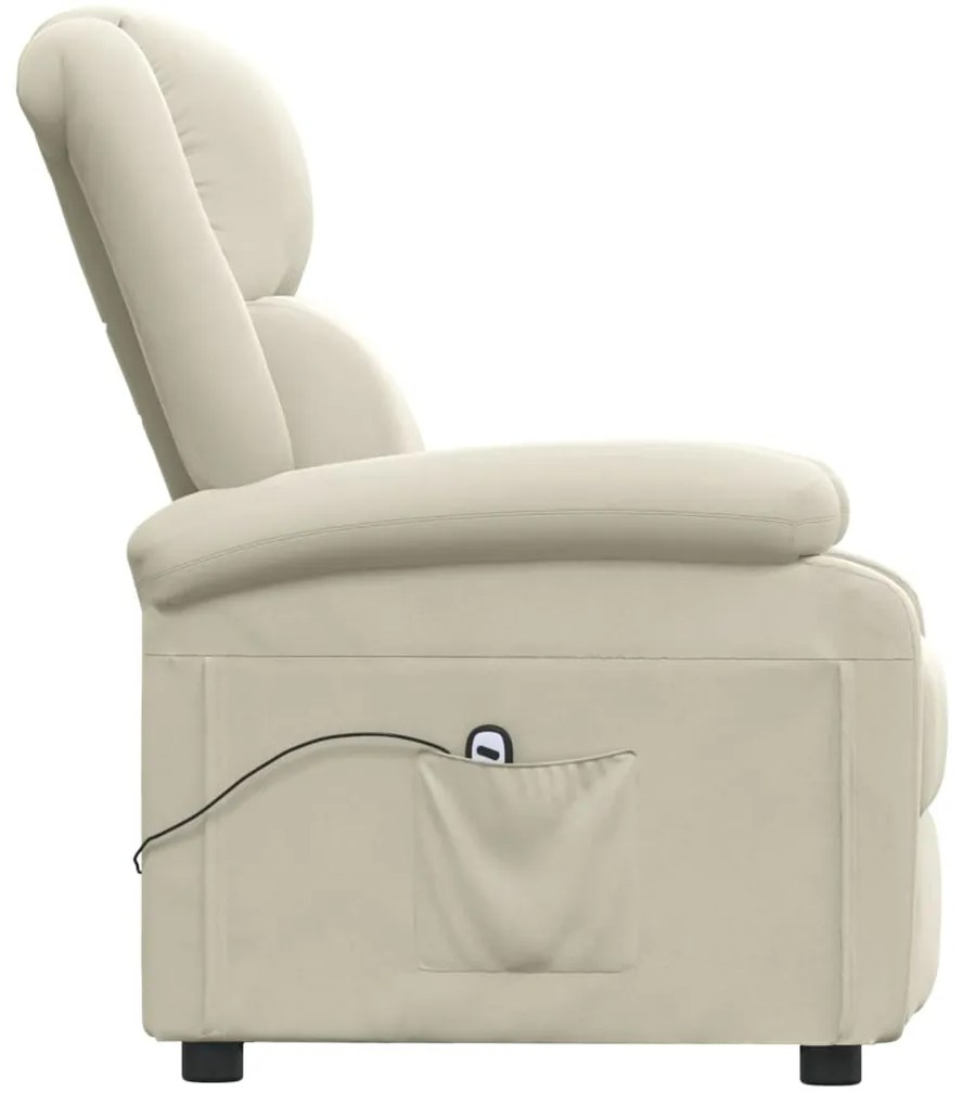 Poltrona de massagens reclinável veludo cor creme