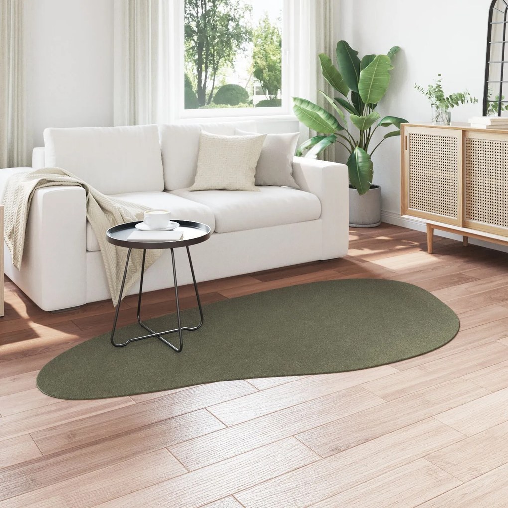 Tapete 'HUARTE'Pelo Curto Macio e Lavável Verde Floresta 100x200 cm