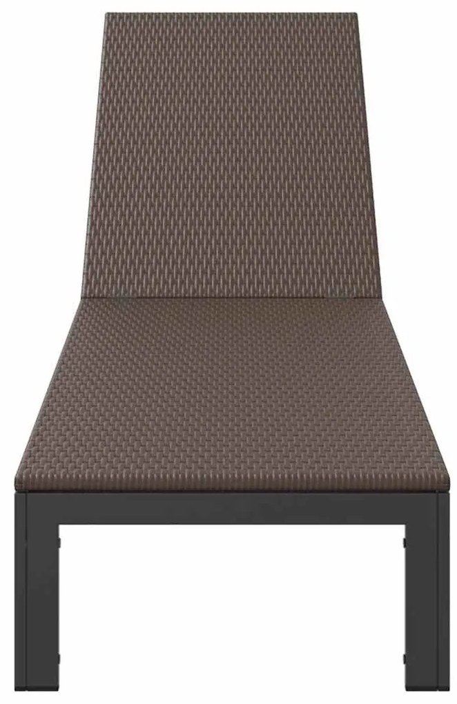 Espreguiçadeira vidaXL com Rodas Castanha em Rattan Poliéster