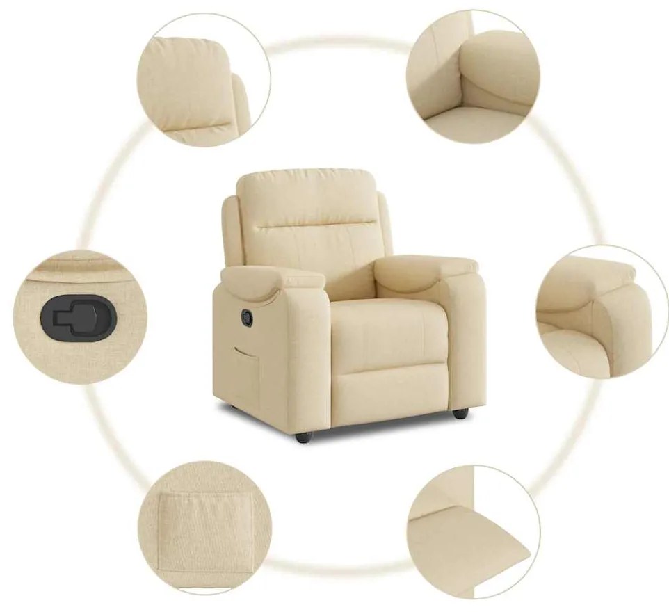 Poltrona reclinável tecido cor creme