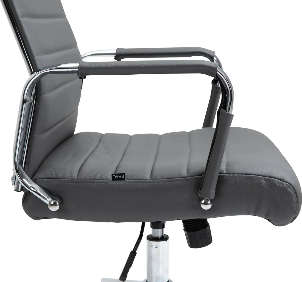 Cadeira de Escritório Kolumbus Couro Genuíno Cinza