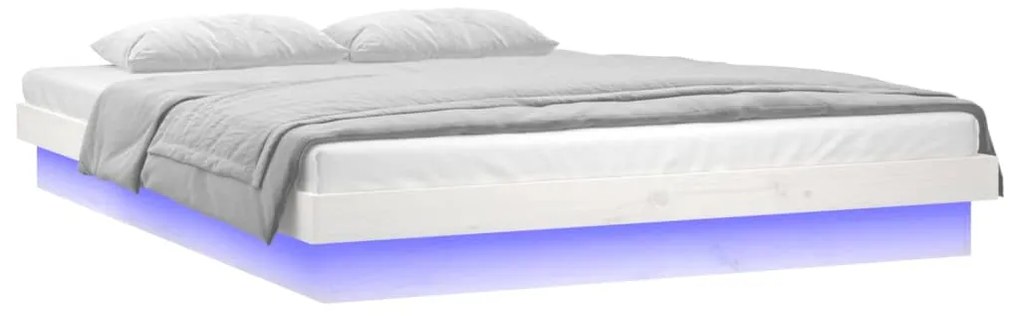 Estrutura de cama c/ LED 140x190 cm branco