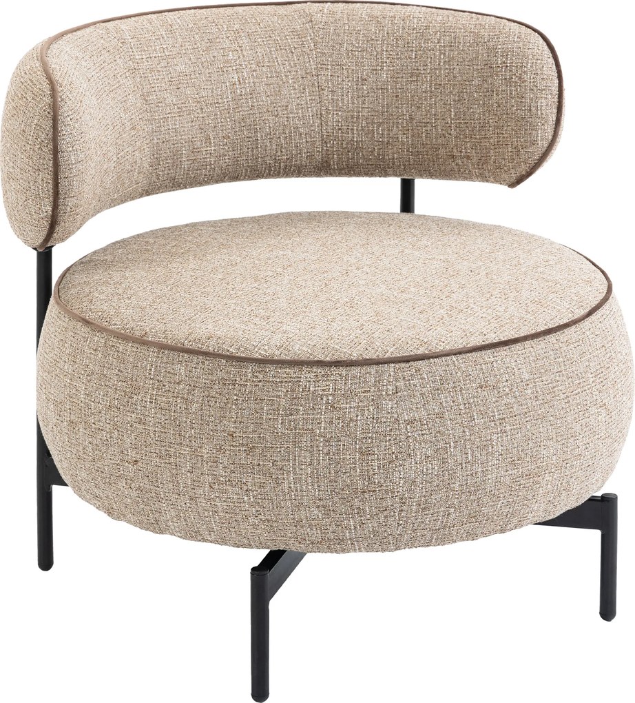 Poltrona de Sala com Assento Rotativo Revestida em Tecido Linho Assento Amplo Acolchoado Espesso Pés de Metal Bege