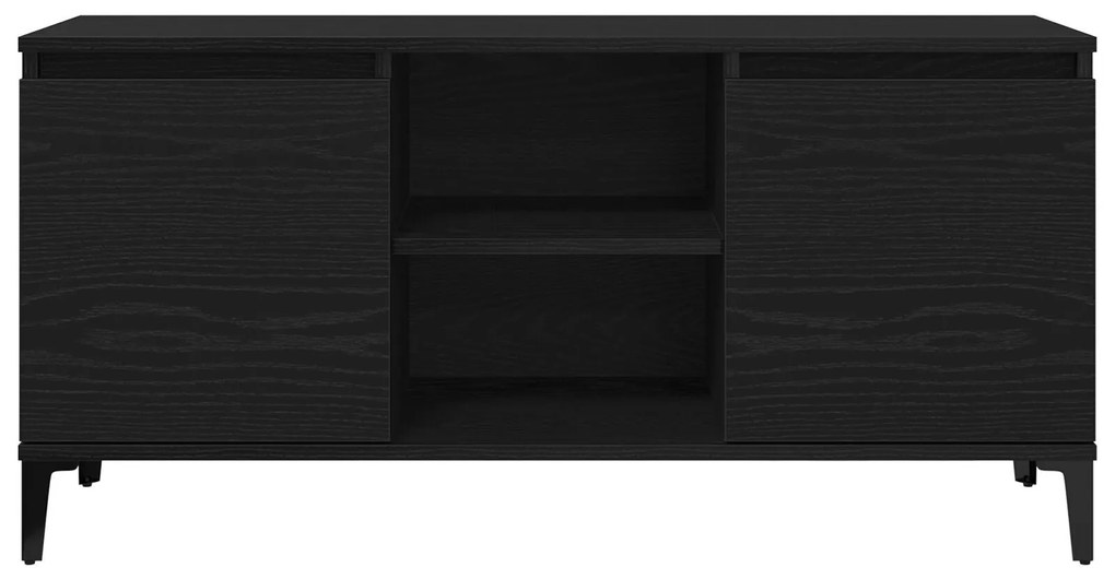 Armário de TV vidaXL Preto Carvalho 102x35x50 cm de Madeira de Engenha