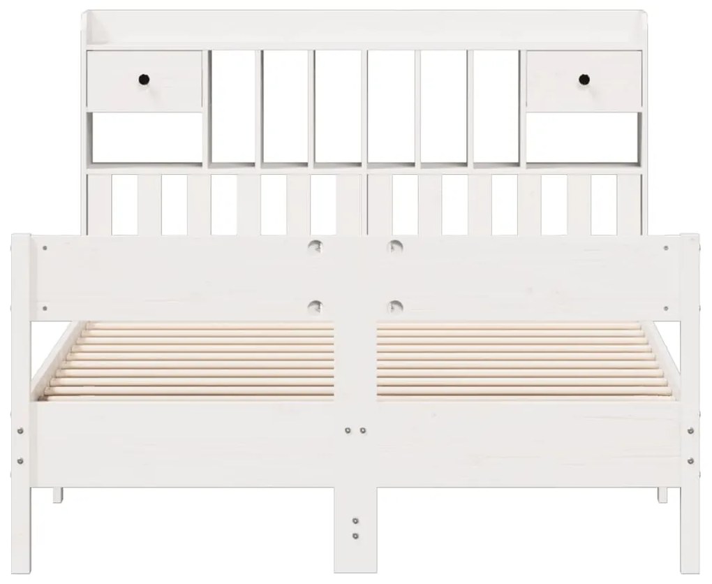 Cama com estante sem colchão 160x200 cm pinho maciço branco