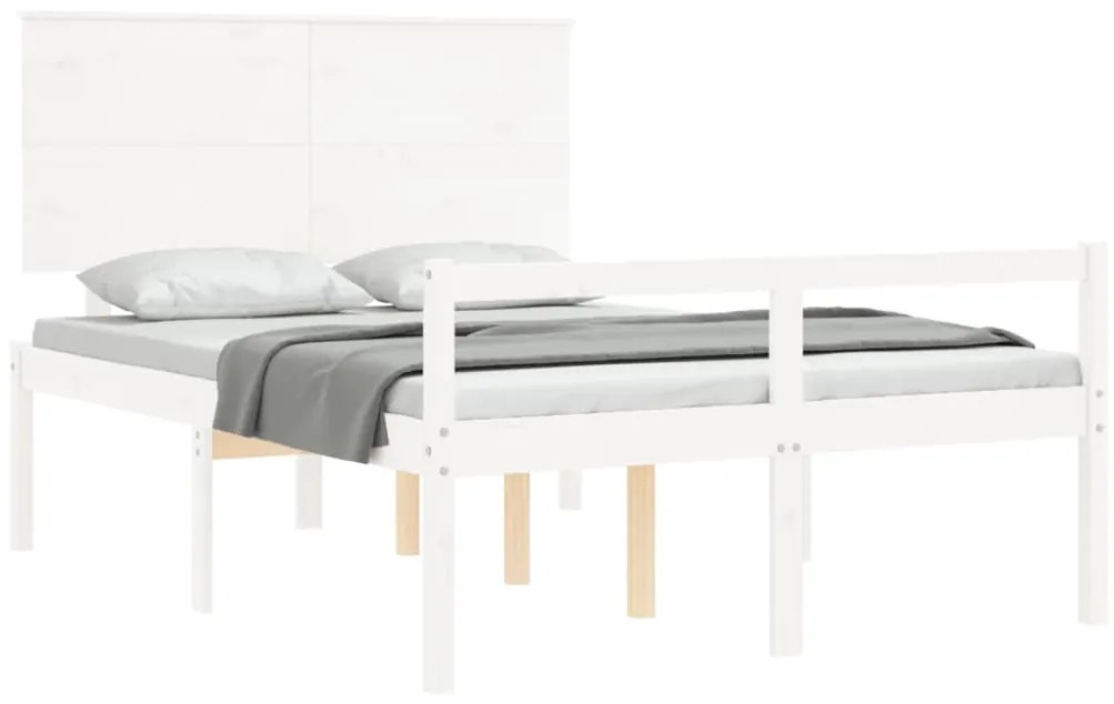 Estrutura de cama com cabeceira 120x200cm madeira maciça branco