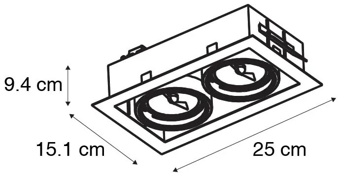 Foco embutido inteligente preto 2-luzes ajustável Incl. 2 Wifi GU10 70mm - Oneon 70