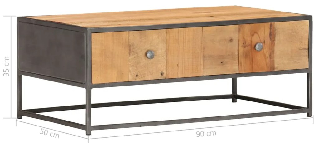 Mesa de centro 90x50x35 cm madeira recuperada maciça