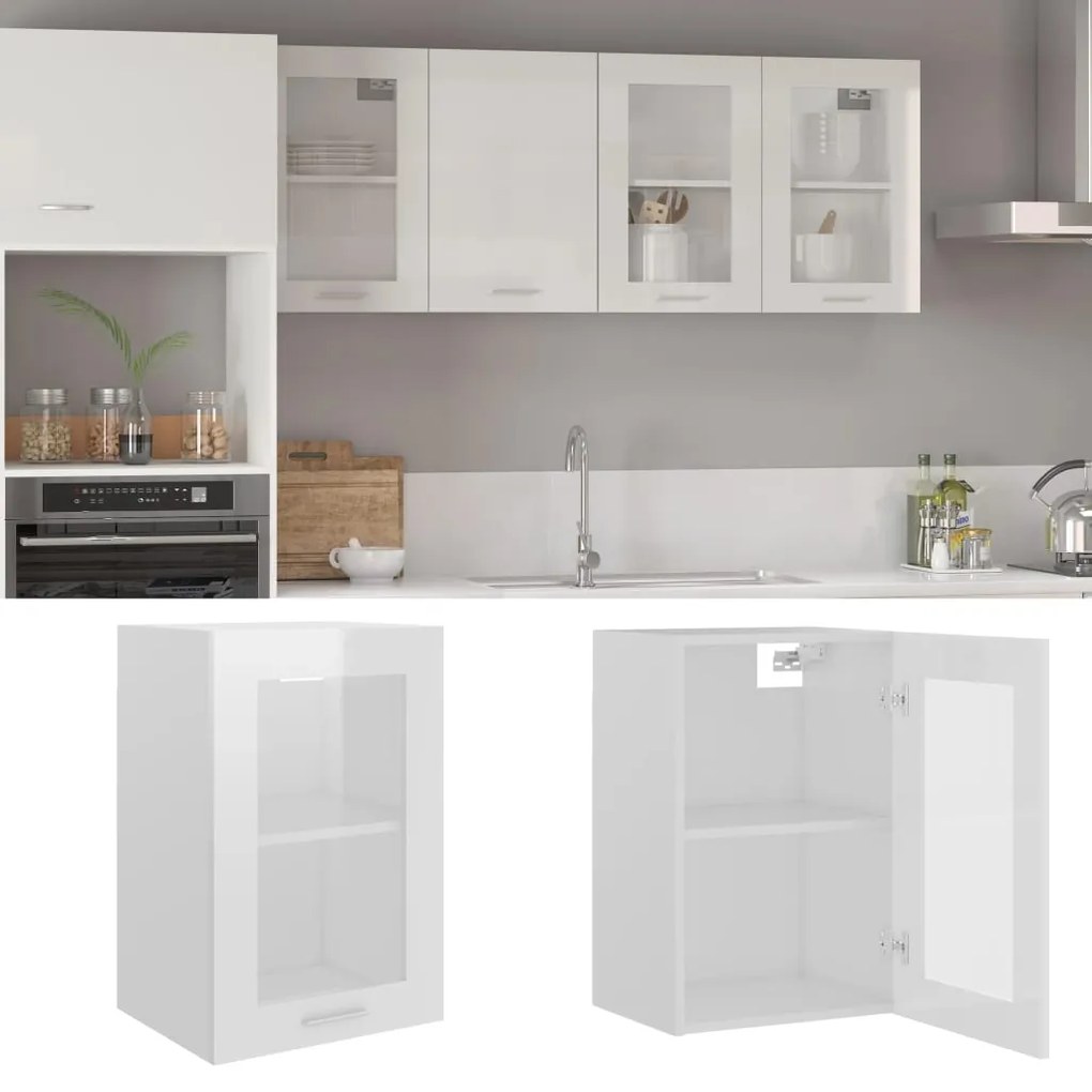802510 vidaXL Armário de parede c/ vidro 40x31x60 cm contraplacado branco