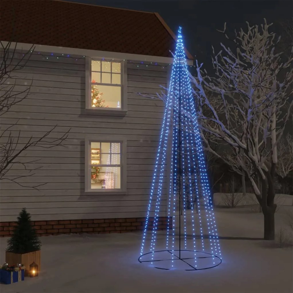 343496 vidaXL Árvore de Natal em cone 732 luzes LED 160x500 cm azul