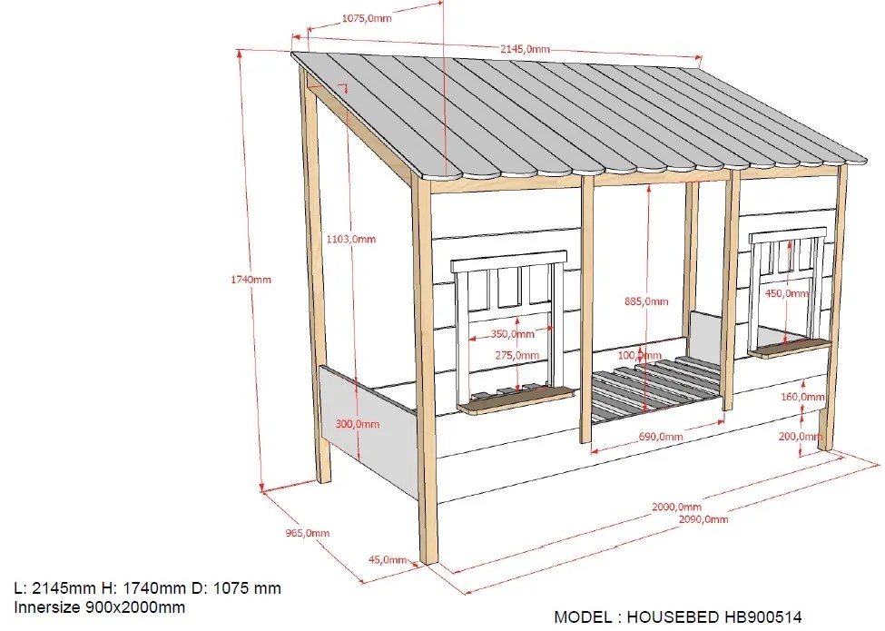 Cama para Crianças Casa HOUSEBED 05 Branca