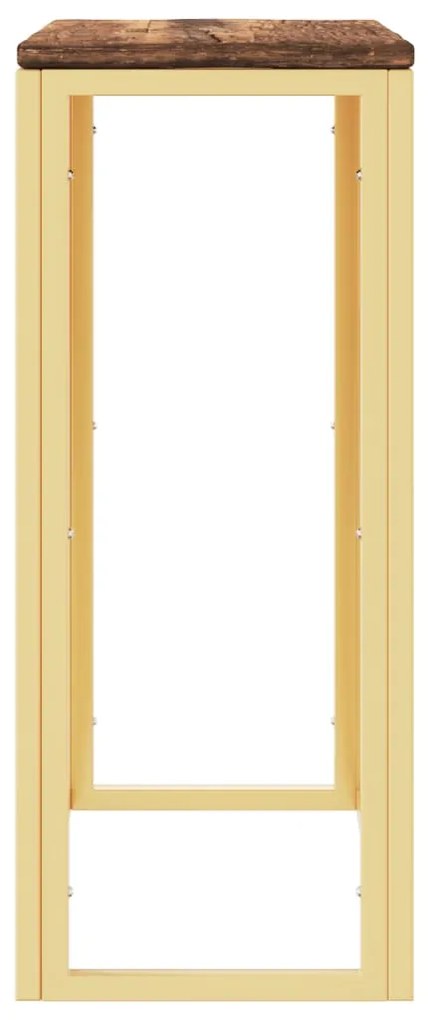 Mesa consola aço inoxidável/madeira recuperada maciça dourado