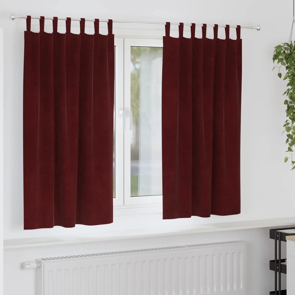 vidaXL Cortinas opacas 2 pcs Vinho Vermelho 140 x 175 cm Veludo