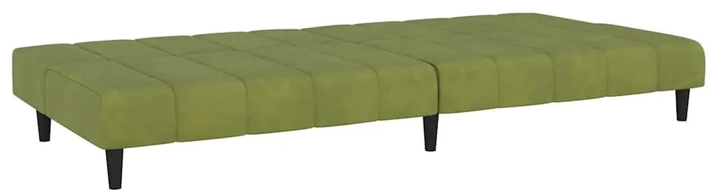 Sofá-cama de 2 lugares veludo verde-claro