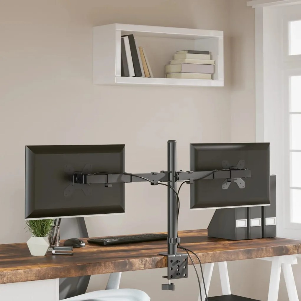 Suporte duplo para monitor VESA 75/100 mm aço preto