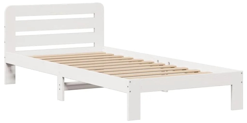 Cama com estante sem colchão 90x190 cm pinho maciço branco