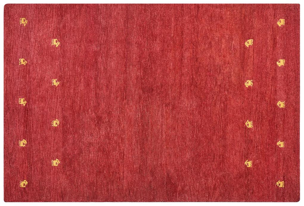 Tapete Gabbeh em lã vermelha 200 x 300 cm YARALI Beliani