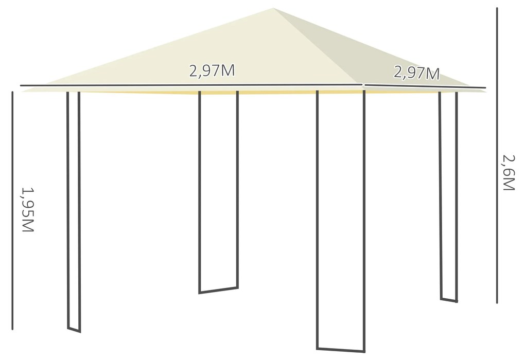 Outsunny Pérgola de Jardim 3x3x2,6m Pérgola de Exterior com Estrutura