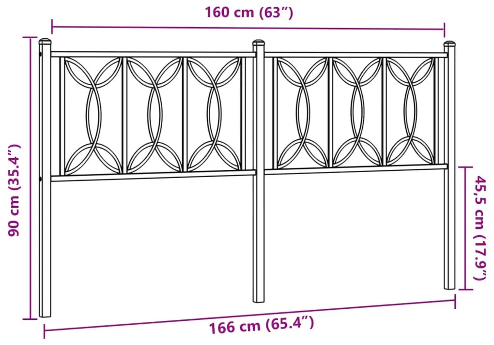 Cabeceira de cama 160 cm metal branco