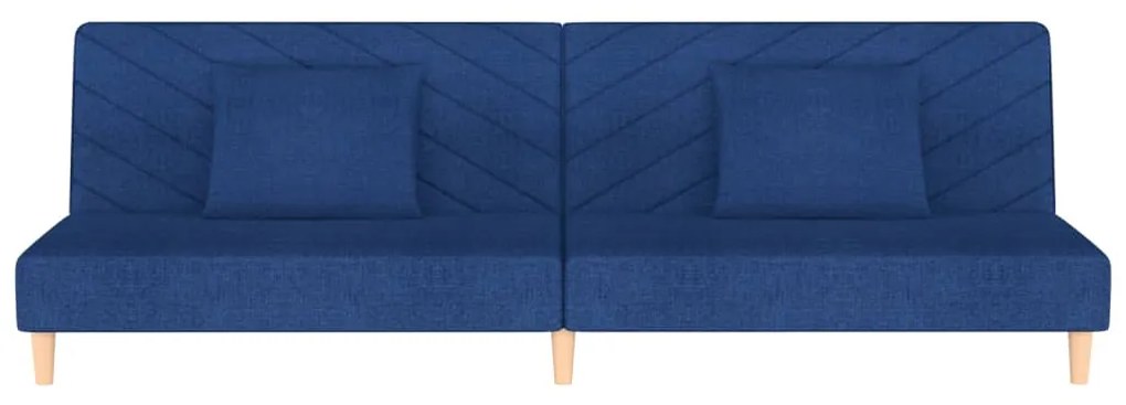 Sofá-cama 2 lugares com duas almofadas tecido azul