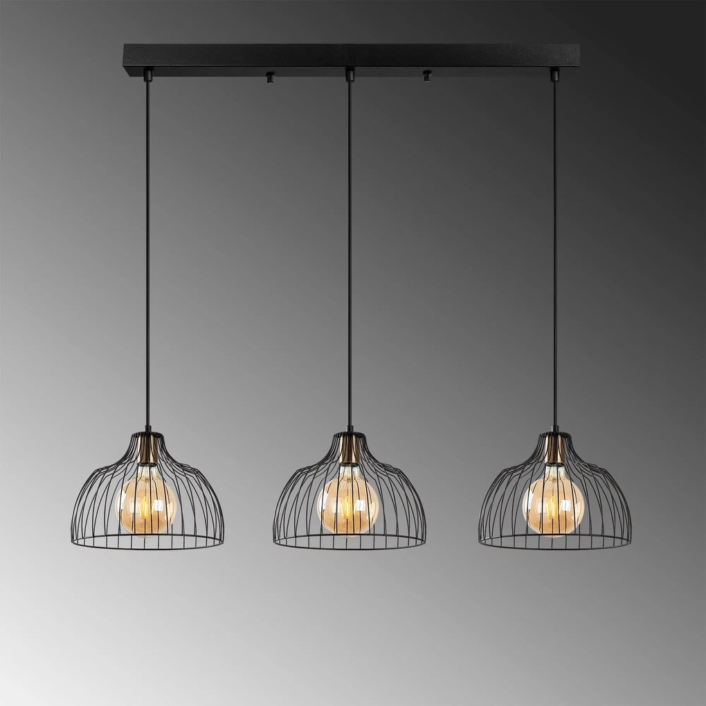 Candeeiro Suspenso Kozan – Preto Antigo – 101 x 28 x 46-126 cm