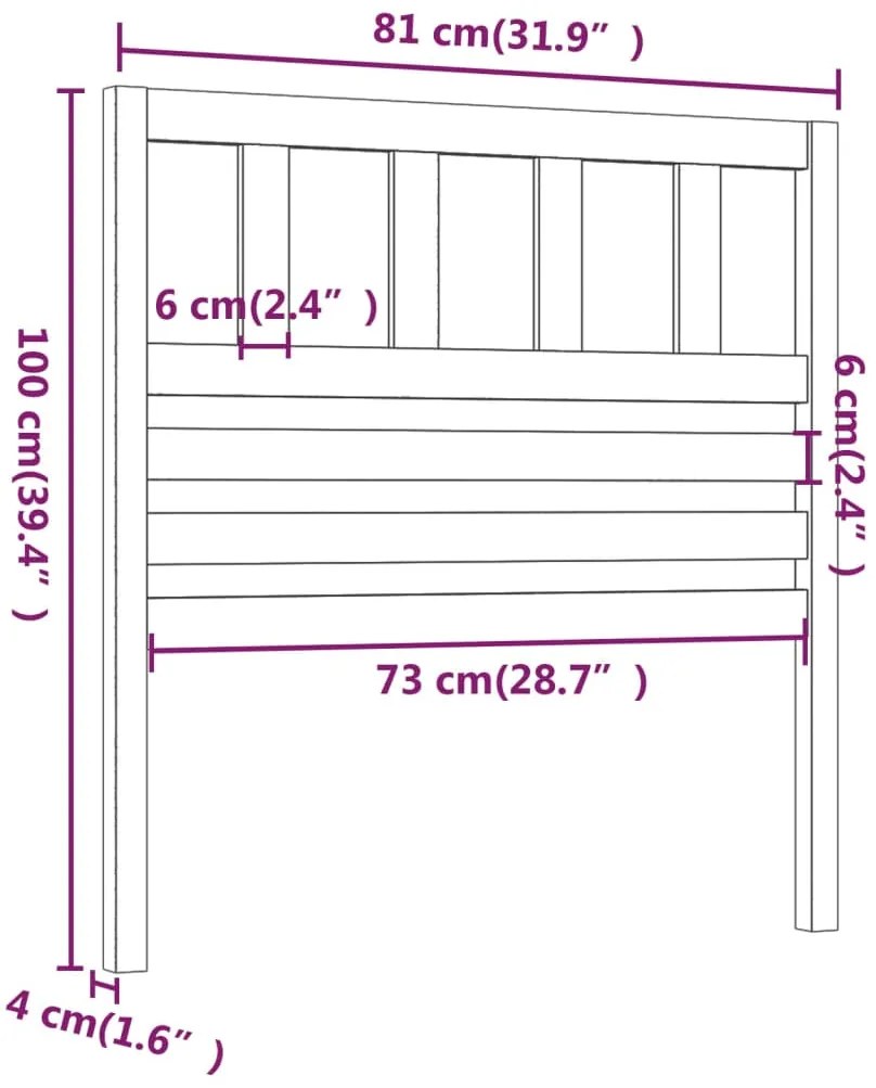 Cabeceira de cama 81x4x100 cm pinho maciço preto