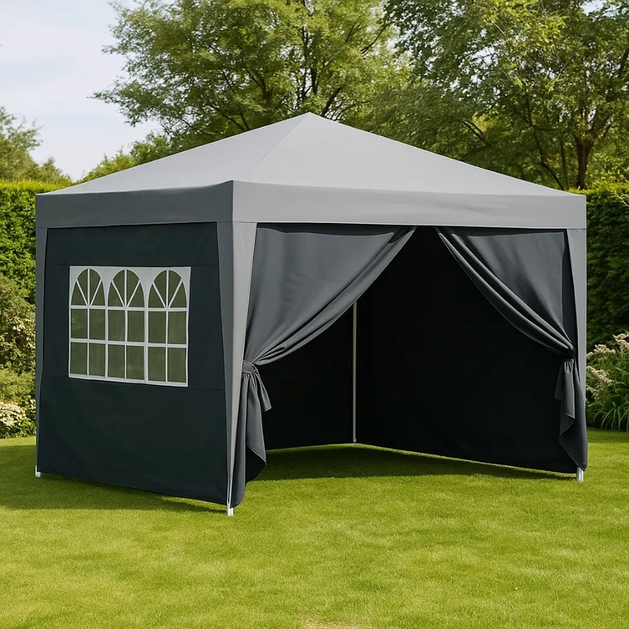 Conjunto de 2 paredes laterais dobráveis para Tenda (NÃO NCLUÍDO) 6 x 2 m Antracite